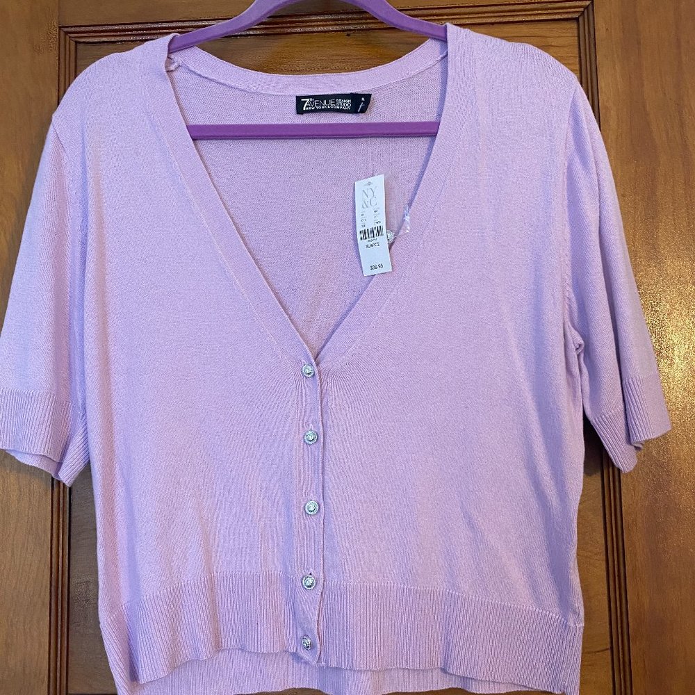 NY & Co 7th Avenue Lilac Short Sleeve Cardigan Size XL